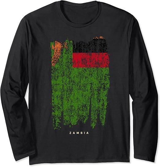 Vintage Zambia Flag Retro Zambian Flag Zambian Long Sleeve TShirt